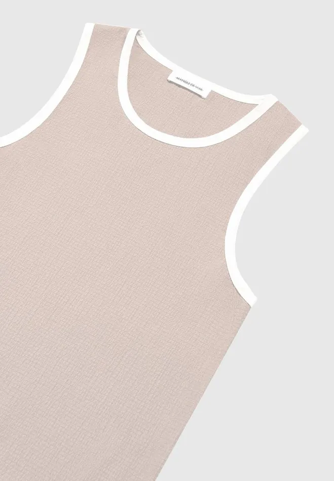 Manire De Voir TShirts and Tops Manire De Voir Man Seersucker Vest 8211 BeigeWhite