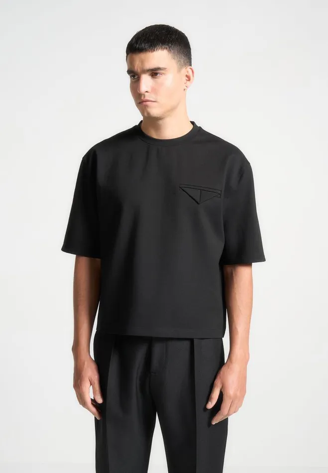 Manire De Voir TShirts and Tops Manire De Voir Man ternel Boxy Cropped TShirt 8211 Black