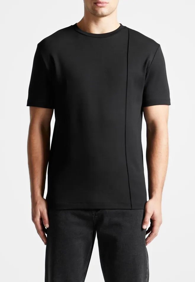 Manire De Voir TShirts and Tops Manire De Voir Man ternel Slim Fit Cotton TShirt With Pintuck 8211 Black