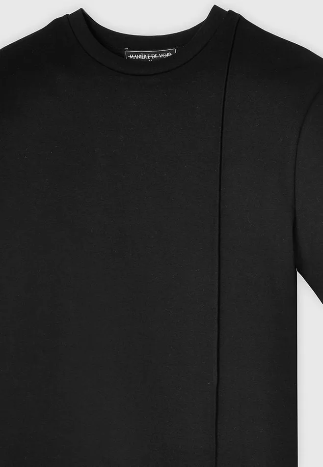 Manire De Voir TShirts and Tops Manire De Voir Man ternel Slim Fit Cotton TShirt With Pintuck 8211 Black