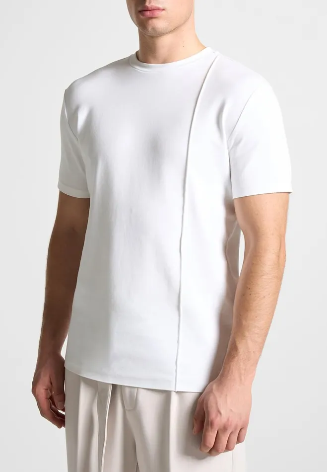 Manire De Voir TShirts and Tops Manire De Voir Man ternel Slim Fit Cotton TShirt With Pintuck 8211 White