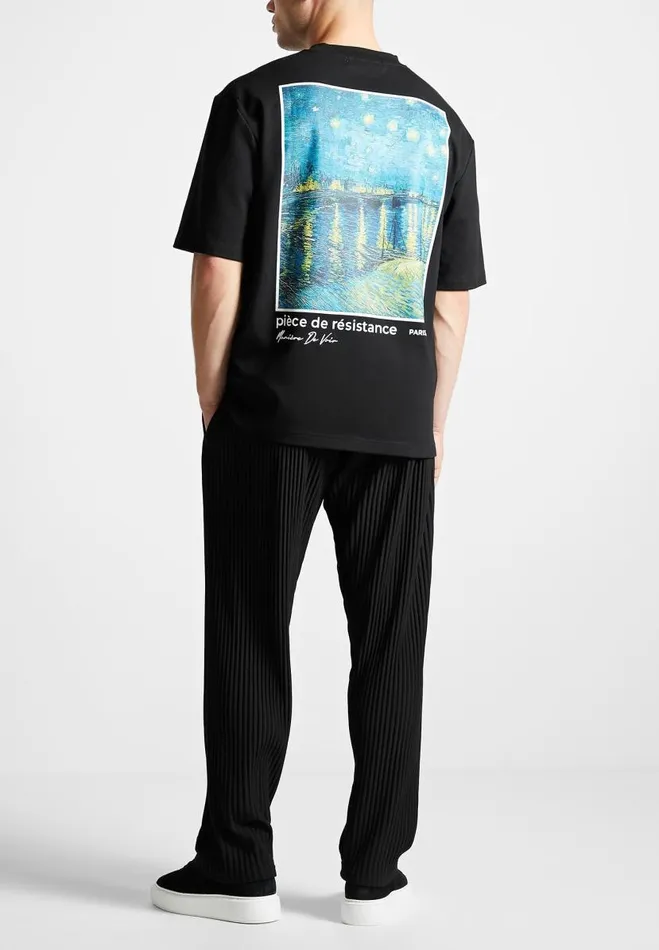 Manire De Voir TShirts and Tops Manire De Voir Man Van Gogh Graphic TShirt 8211 Black