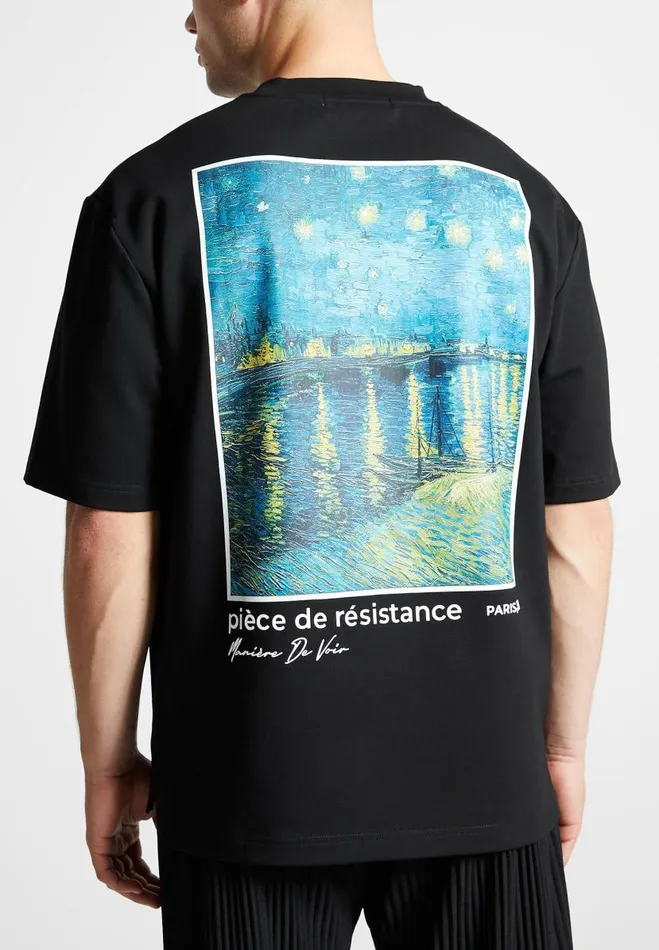 Manire De Voir TShirts and Tops Manire De Voir Man Van Gogh Graphic TShirt 8211 Black