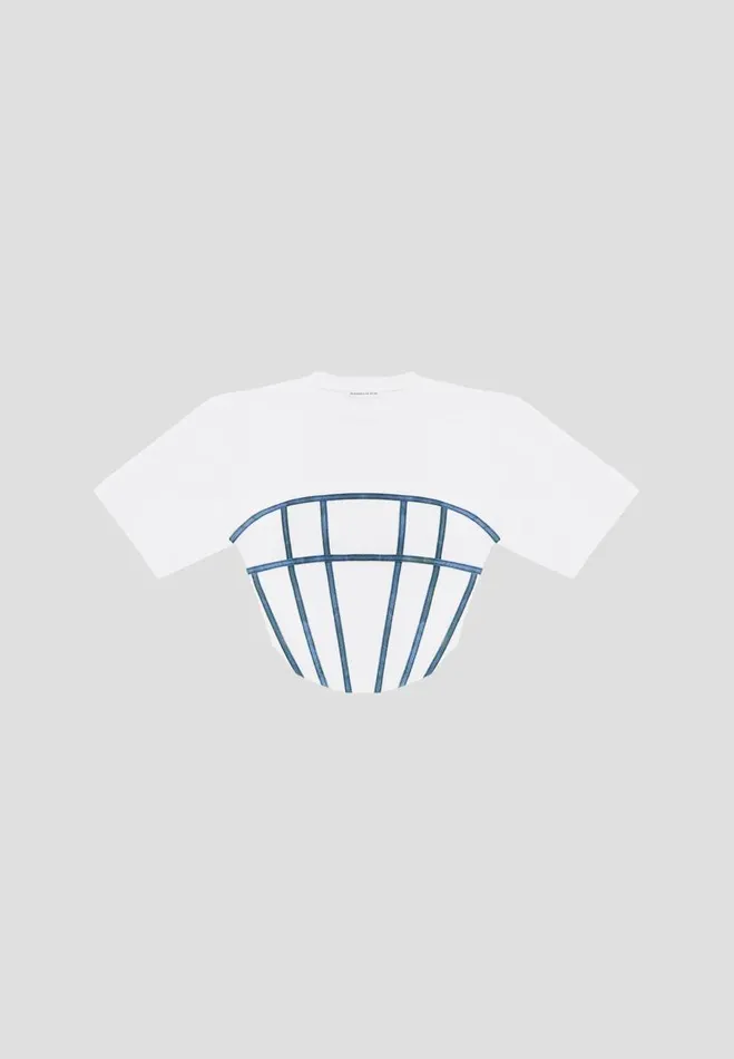 Manire De Voir Tops and T Shirts Manire De Voir Woman Corset T Shirt 8211 WhiteBlue
