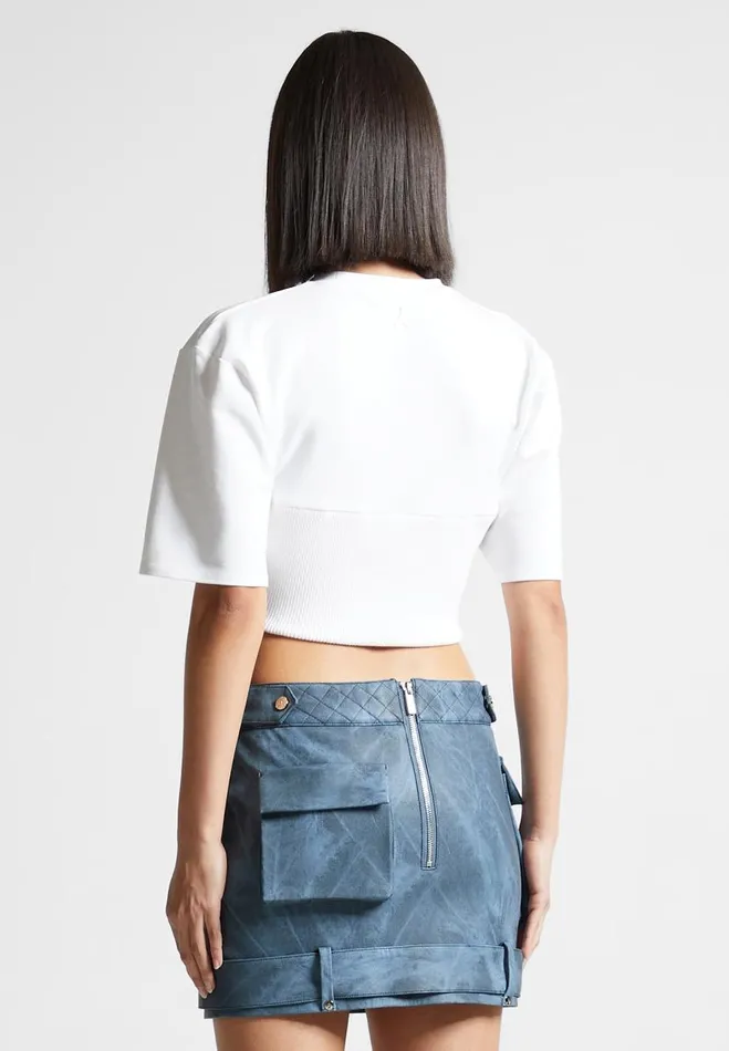 Manire De Voir Tops and T Shirts Manire De Voir Woman Corset T Shirt 8211 WhiteBlue