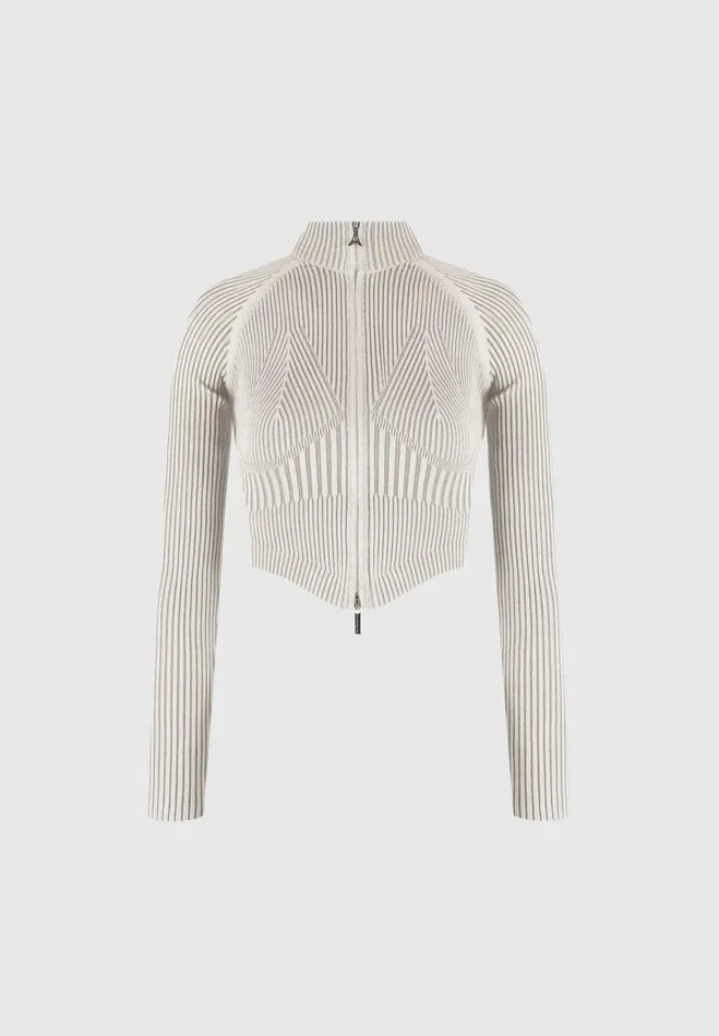 Manire De Voir Tops and T Shirts Manire De Voir Woman Knitted Backless Corset Top 8211 BeigeTaupe