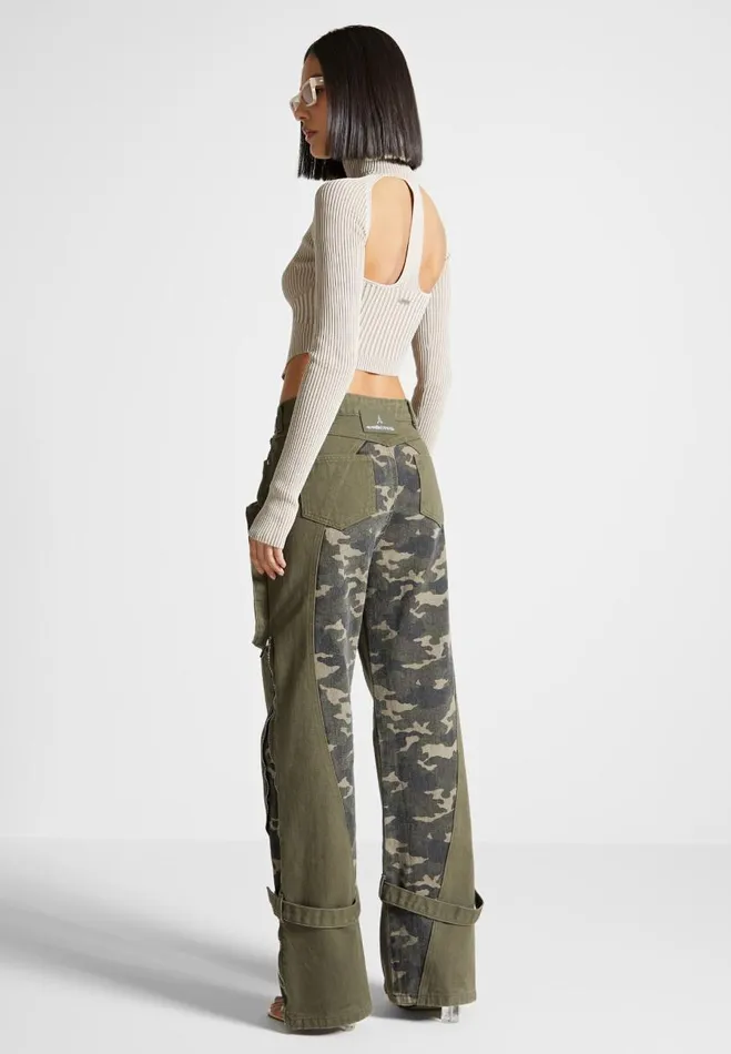 Manire De Voir Tops and T Shirts Manire De Voir Woman Knitted Backless Corset Top 8211 BeigeTaupe