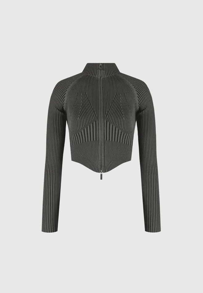 Manire De Voir Tops and T Shirts Manire De Voir Woman Knitted Backless Corset Top 8211 GreyBlack