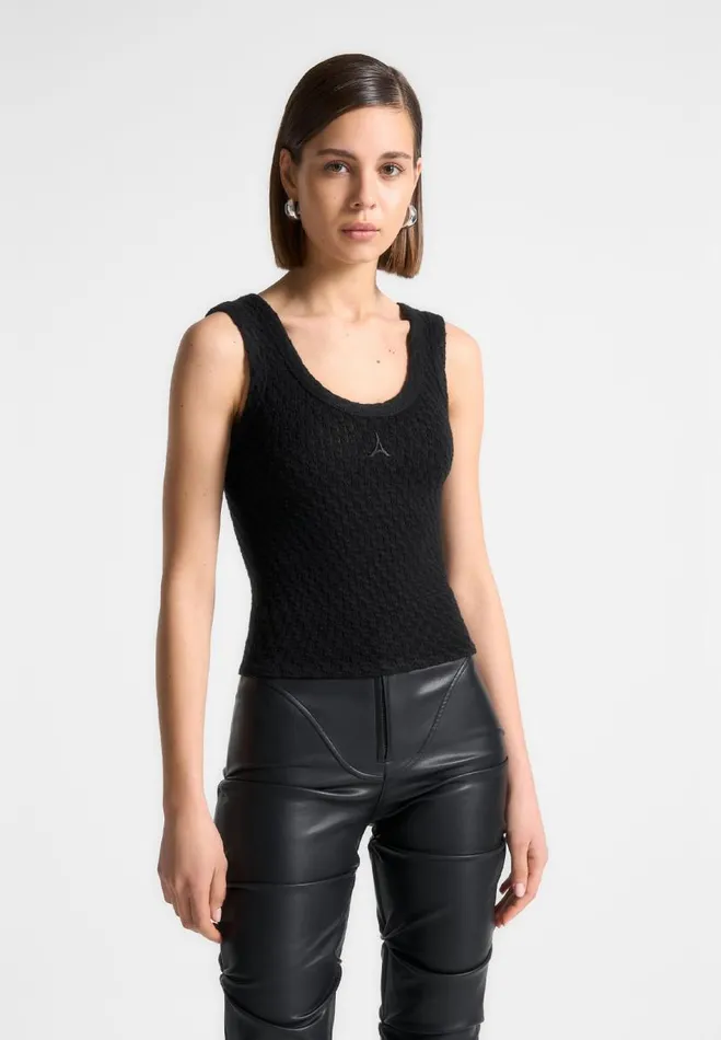 Manire De Voir Tops and T Shirts Manire De Voir Woman Limited Edition Eiffel Knitted Tank Top 8211 Black Manire De Voir Tops and T Shirts Manire De Voir Woman Limited Edition Eiffel Knitted Tank Top 8211 Black