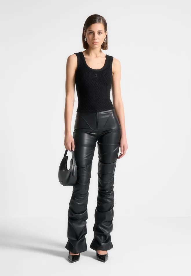 Manire De Voir Tops and T Shirts Manire De Voir Woman Limited Edition Eiffel Knitted Tank Top 8211 Black