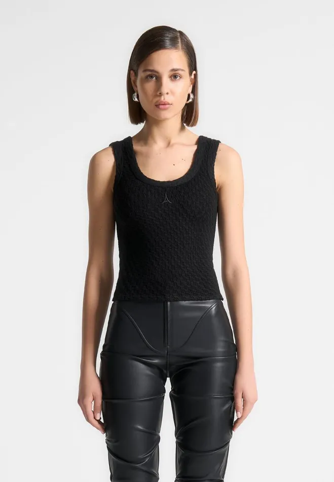Manire De Voir Tops and T Shirts Manire De Voir Woman Limited Edition Eiffel Knitted Tank Top 8211 Black