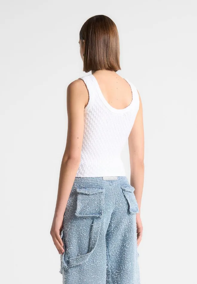 Manire De Voir Tops and T Shirts Manire De Voir Woman Limited Edition Eiffel Knitted Tank Top 8211 White