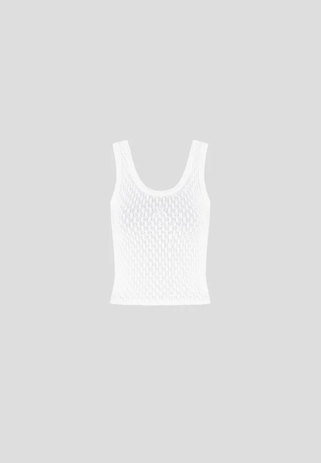 Manire De Voir Tops and T Shirts Manire De Voir Woman Limited Edition Eiffel Knitted Tank Top 8211 White