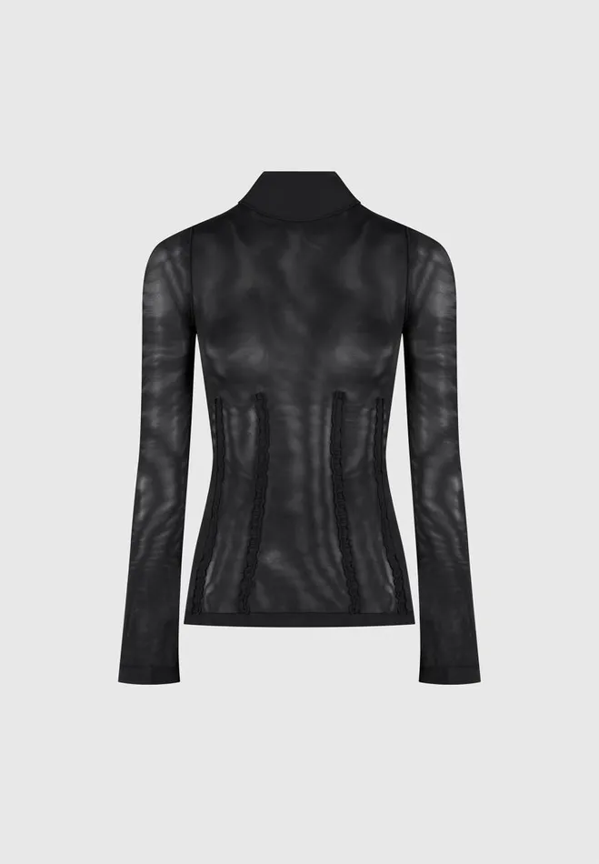 Manire De Voir Tops and T Shirts Manire De Voir Woman Mesh Double Layer Top 8211 Black