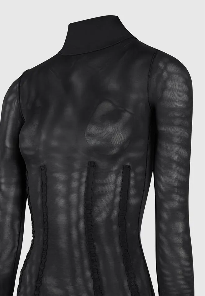 Manire De Voir Tops and T Shirts Manire De Voir Woman Mesh Double Layer Top 8211 Black