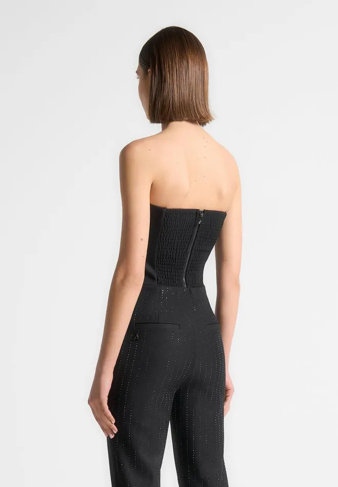 Manire De Voir Tops and T Shirts Manire De Voir Woman Rhinestone Tailored Bandeau Corset Top 8211 Black