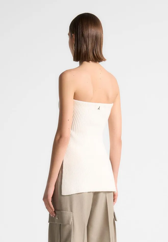 Manire De Voir Tops and T Shirts Manire De Voir Woman Rib Knit Longline Bandeau Top 8211 Off White