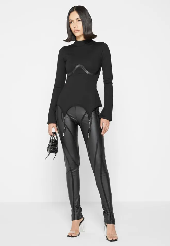 Manire De Voir Tops and T Shirts Manire De Voir Woman Suspender Detail Top 8211 Black