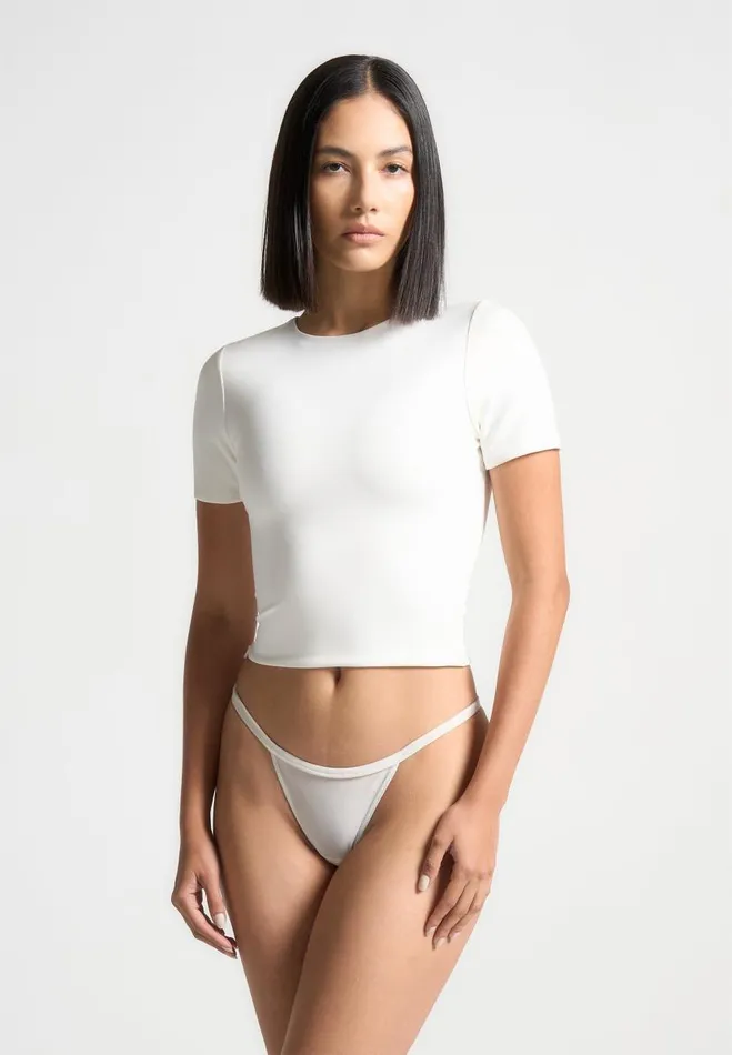 Manire De Voir Tops and T Shirts Manire De Voir Woman ternelle Double Layer Short Sleeve T Shirt 8211 Off White