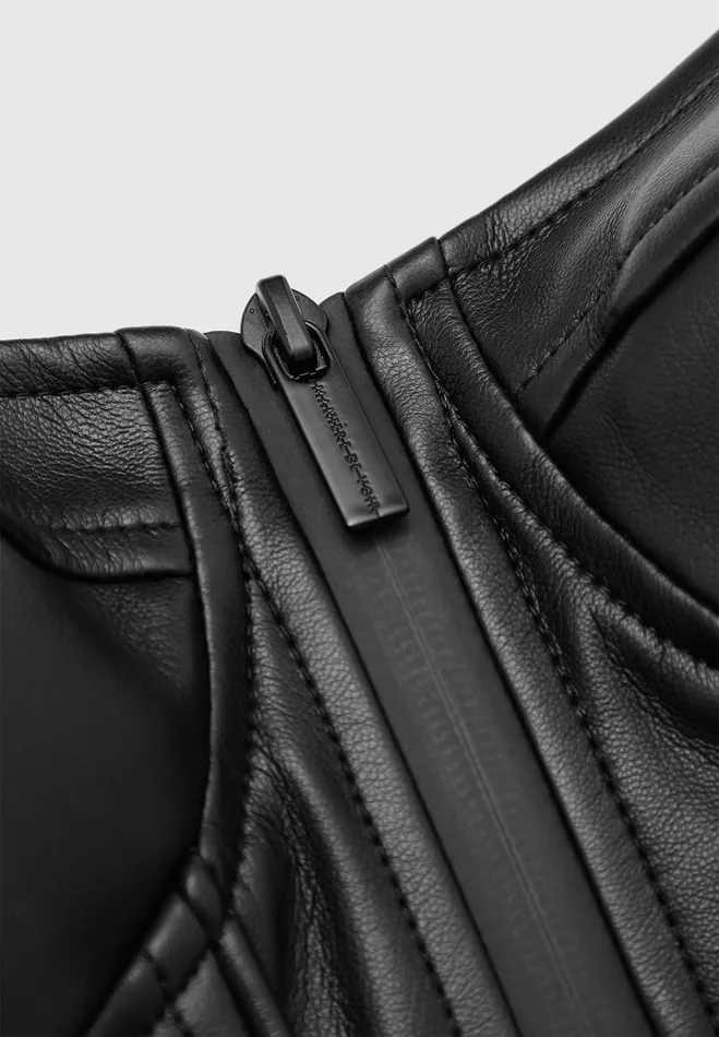 Manire De Voir Tops and T Shirts Manire De Voir Woman Vegan Leather Corset Top 8211 Black
