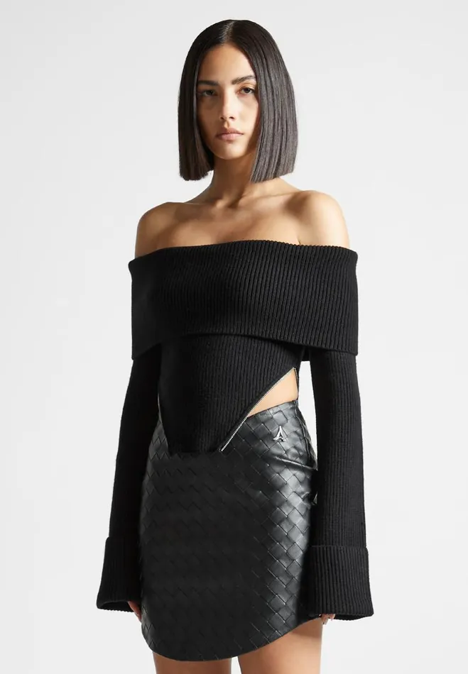 Manire De Voir Tops and T Shirts Manire De Voir Woman Zip Detail Knit Bandeau Top 8211 Black