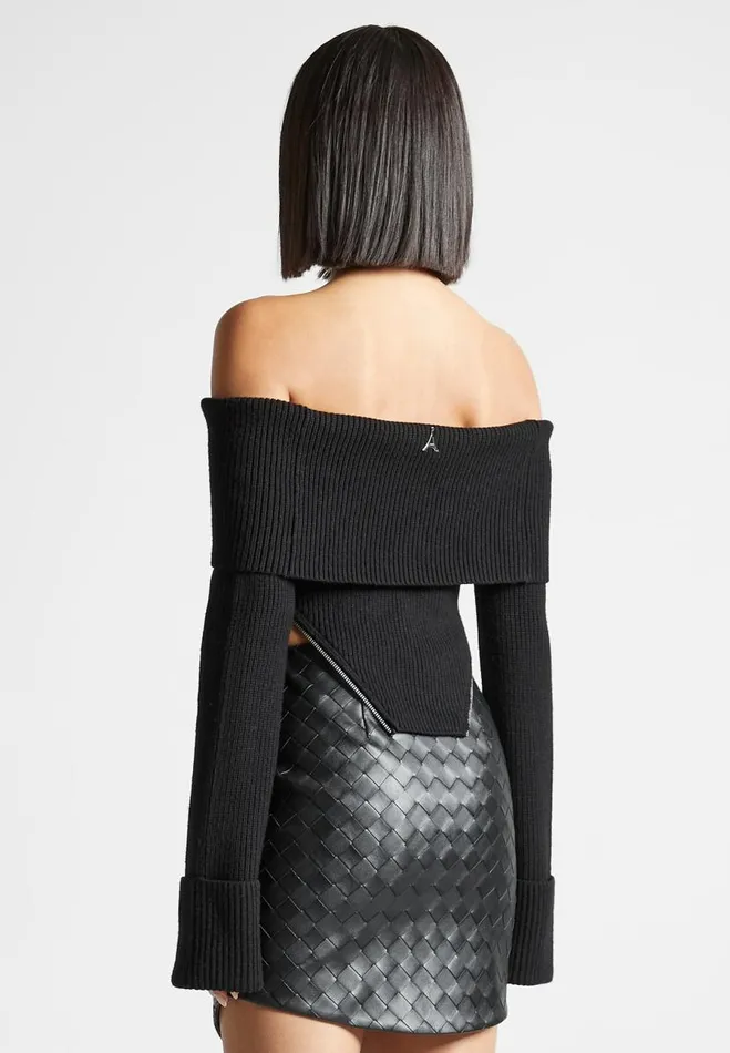 Manire De Voir Tops and T Shirts Manire De Voir Woman Zip Detail Knit Bandeau Top 8211 Black