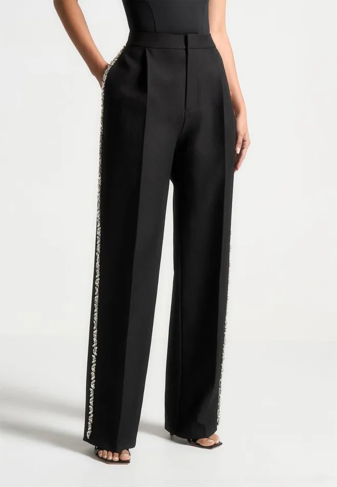 Manire De Voir Trousers Manire De Voir Woman Embellished Tailored Trousers 8211 Black