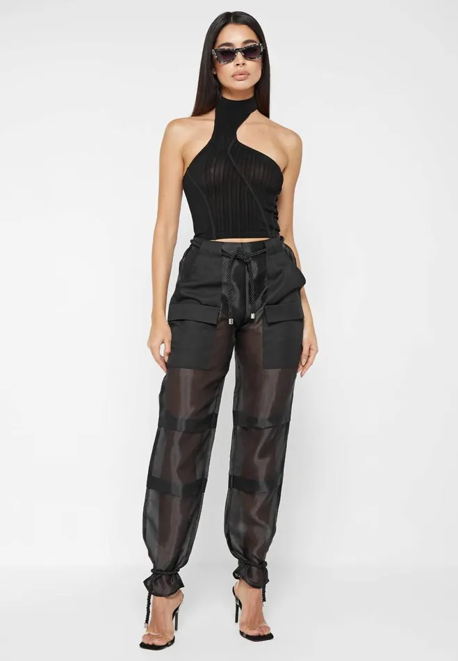 Manire De Voir Trousers Manire De Voir Woman Organza Cargo Trousers 8211 Black