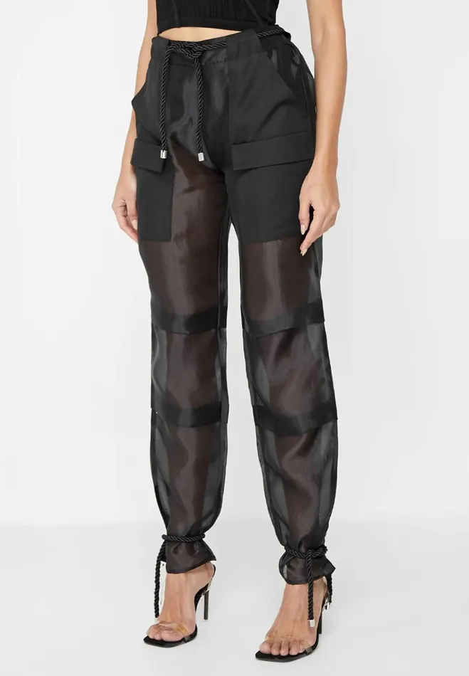 Manire De Voir Trousers Manire De Voir Woman Organza Cargo Trousers 8211 Black