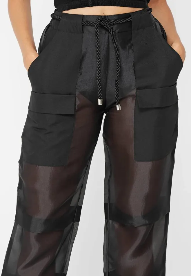 Manire De Voir Trousers Manire De Voir Woman Organza Cargo Trousers 8211 Black