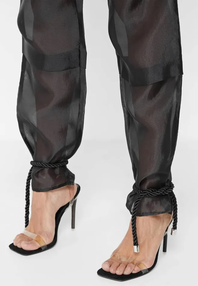 Manire De Voir Trousers Manire De Voir Woman Organza Cargo Trousers 8211 Black