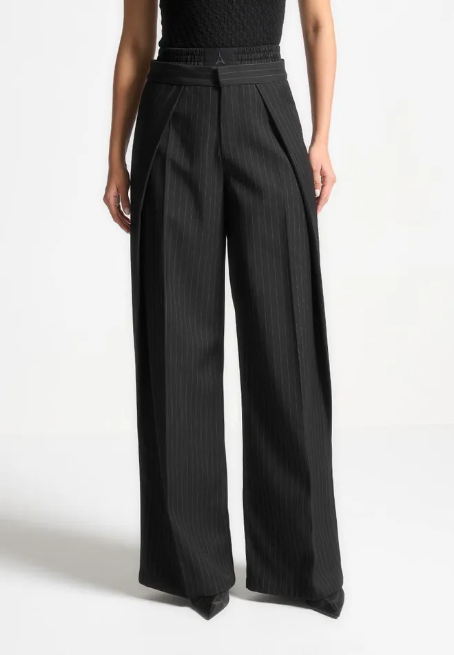 Manire De Voir Trousers Manire De Voir Woman Satin Waistband Pinstripe Trousers 8211 Black