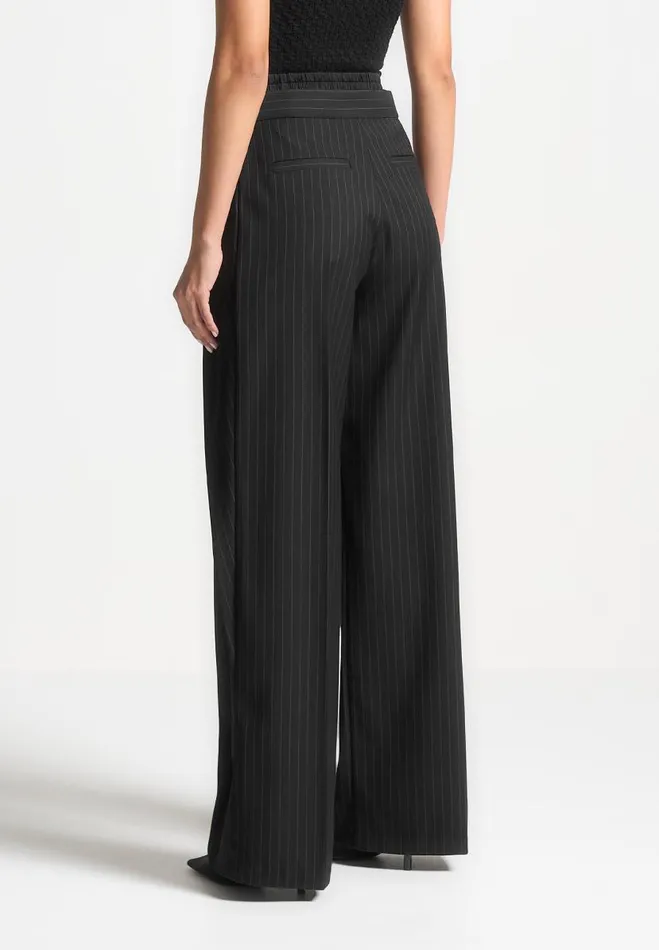 Manire De Voir Trousers Manire De Voir Woman Satin Waistband Pinstripe Trousers 8211 Black