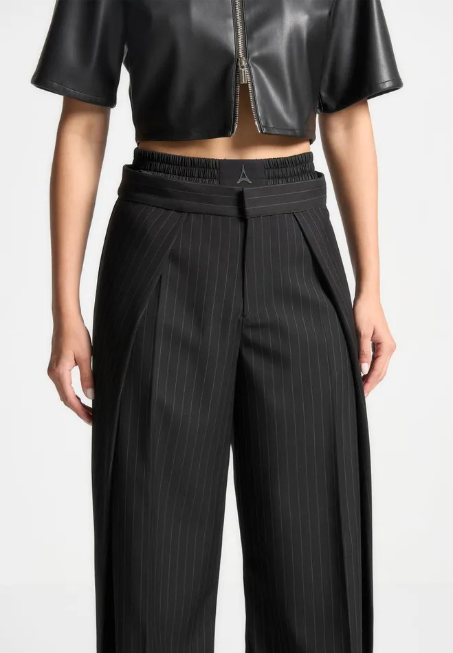 Manire De Voir Trousers Manire De Voir Woman Satin Waistband Pinstripe Trousers 8211 Black
