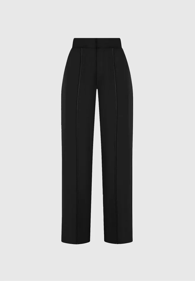 Manire De Voir Trousers Manire De Voir Woman Trousers With Vegan Leather Pintuck 8211 Black