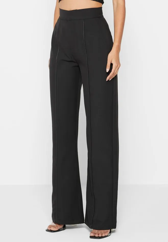 Manire De Voir Trousers Manire De Voir Woman Trousers With Vegan Leather Pintuck 8211 Black