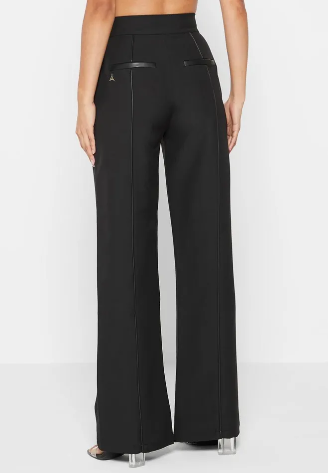 Manire De Voir Trousers Manire De Voir Woman Trousers With Vegan Leather Pintuck 8211 Black