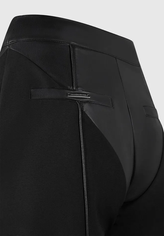 Manire De Voir Trousers Manire De Voir Woman Vegan Leather and Woven Trousers 8211 Black