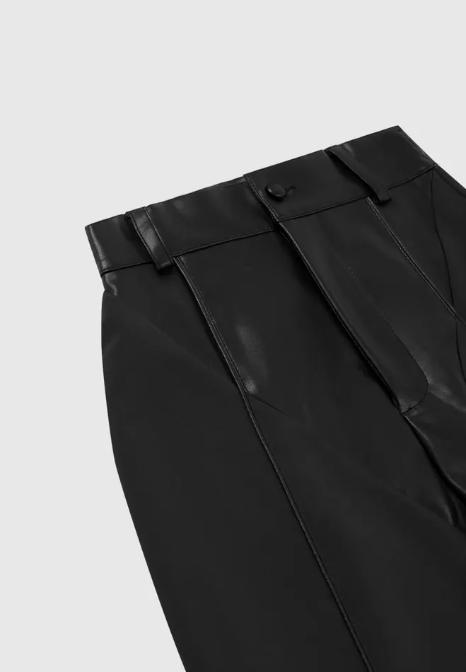 Manire De Voir Trousers Manire De Voir Woman Vegan Leather and Woven Trousers 8211 Black