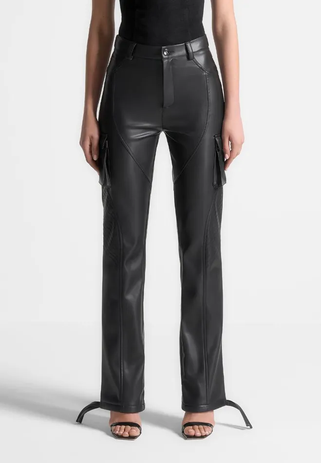 Manire De Voir Trousers Manire De Voir Woman Vegan Leather Biker Trousers 8211 Black Manire De Voir Trousers Manire De Voir Woman Vegan Leather Biker Trousers 8211 Black