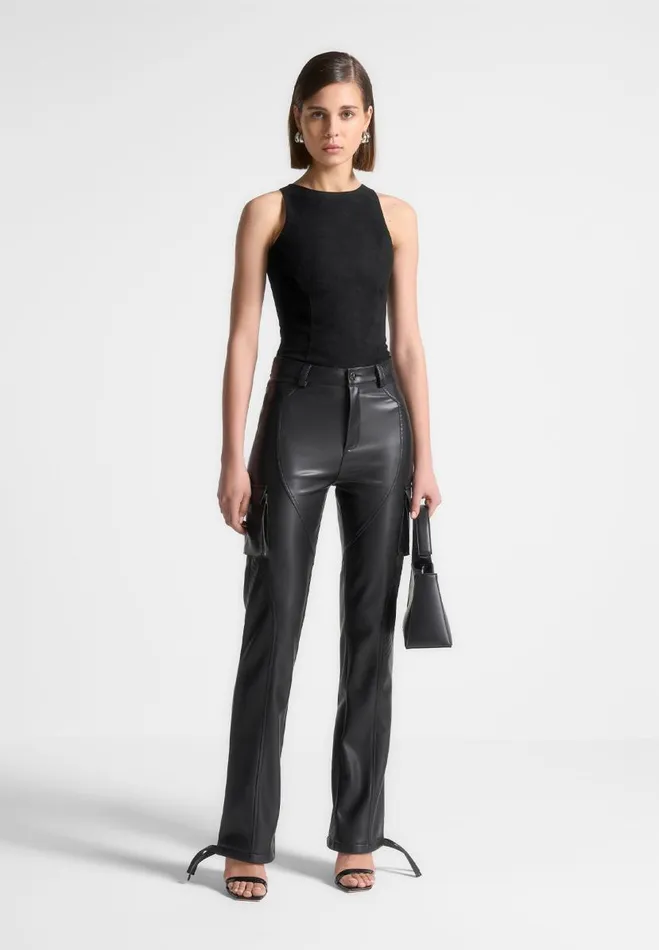 Manire De Voir Trousers Manire De Voir Woman Vegan Leather Biker Trousers 8211 Black