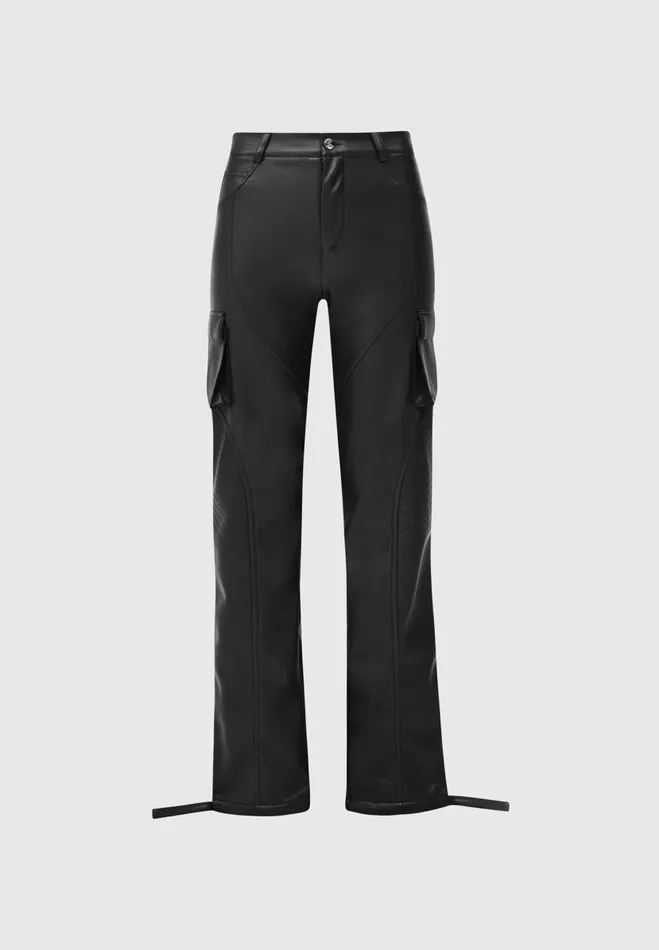 Manire De Voir Trousers Manire De Voir Woman Vegan Leather Biker Trousers 8211 Black