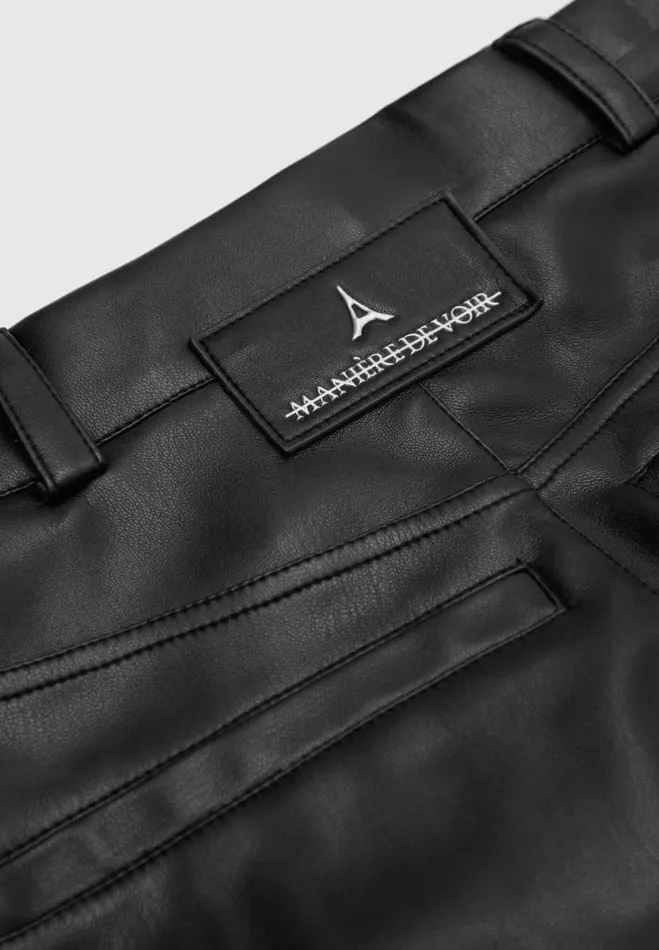 Manire De Voir Trousers Manire De Voir Woman Vegan Leather Biker Trousers 8211 Black