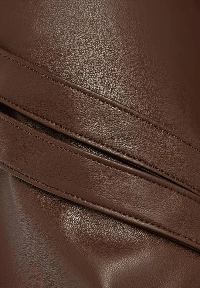 Manire De Voir Trousers Manire De Voir Woman Vegan Leather Carpenter Cargo Trousers 8211 Brown