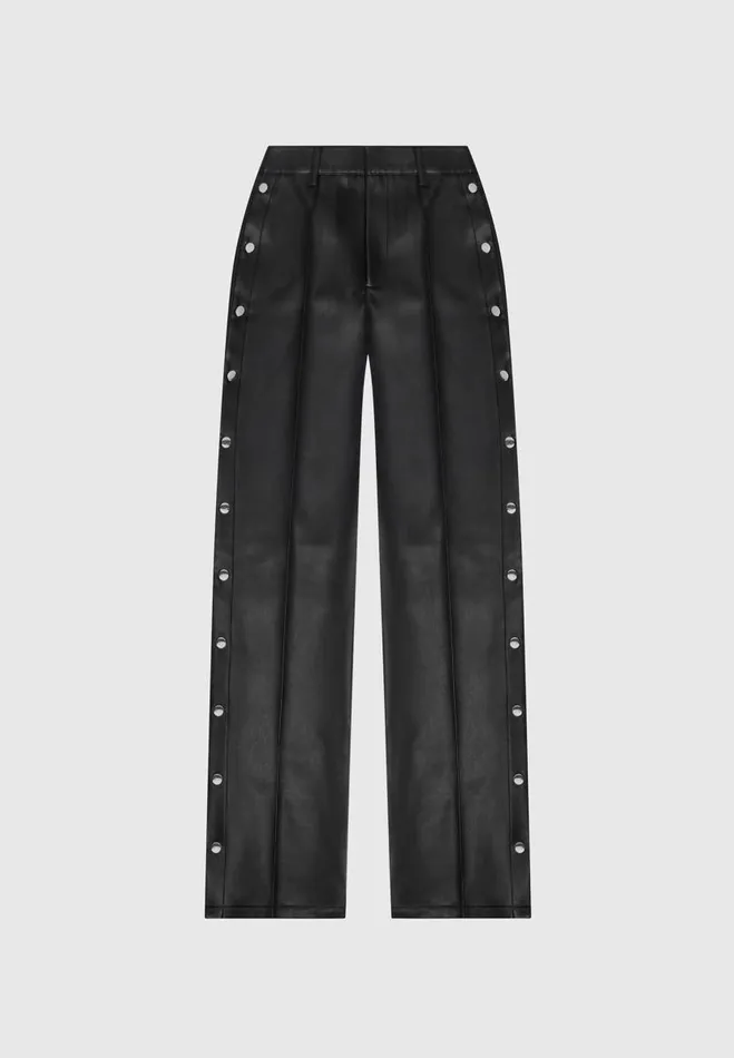 Manire De Voir Trousers Manire De Voir Woman Vegan Leather Pintuck Popper Trousers 8211 Black