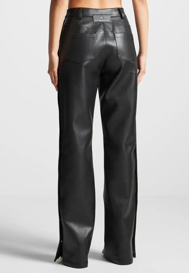 Manire De Voir Trousers Manire De Voir Woman Vegan Leather Pintuck Popper Trousers 8211 Black