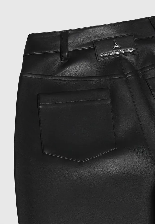 Manire De Voir Trousers Manire De Voir Woman Vegan Leather Pintuck Popper Trousers 8211 Black