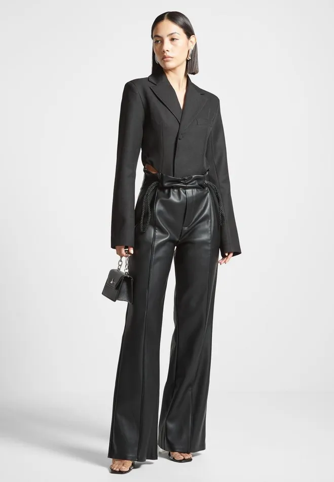 Manire De Voir Trousers Manire De Voir Woman Vegan Leather Rope Tie Trousers 8211 Black