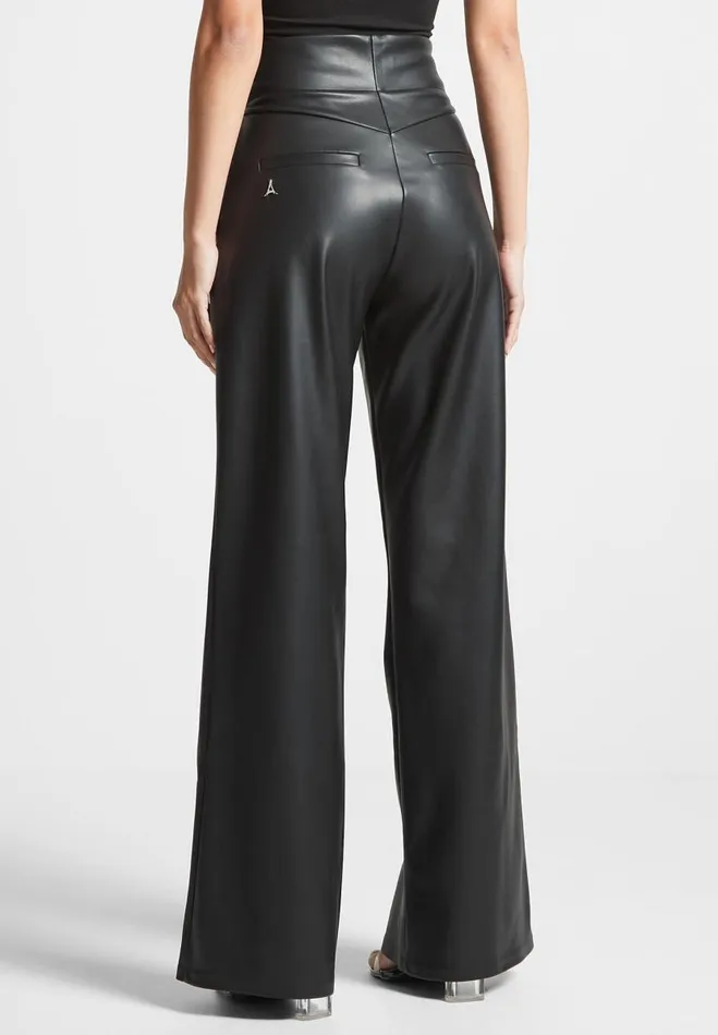 Manire De Voir Trousers Manire De Voir Woman Vegan Leather Rope Tie Trousers 8211 Black