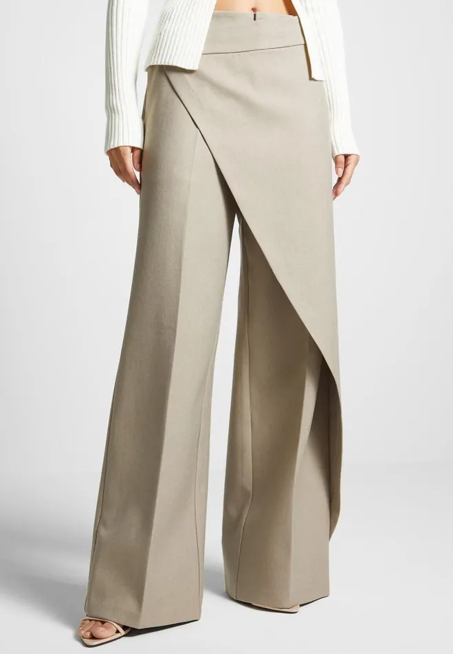Manire De Voir Trousers Manire De Voir Woman Wrap Tailored Trousers 8211 Beige Manire De Voir Trousers Manire De Voir Woman Wrap Tailored Trousers 8211 Beige